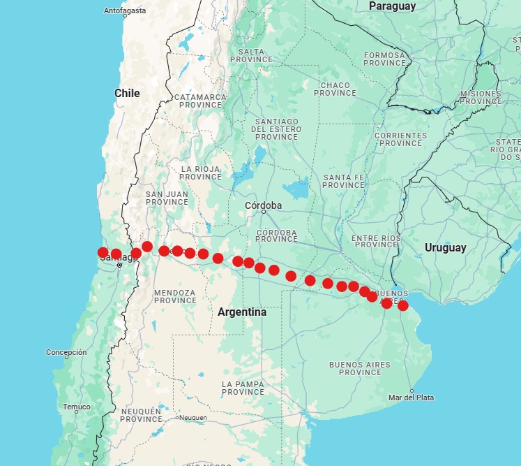 Dr David Hodges Route across South America
